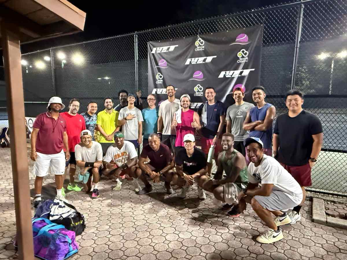 Adult players gathered together after a Friday night round robin